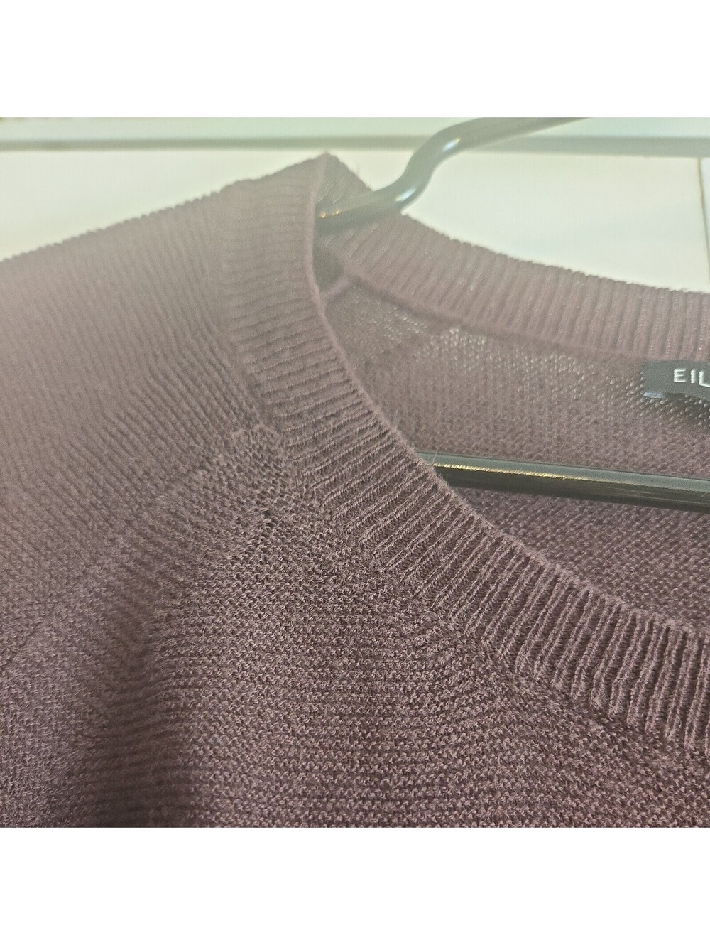 Eileen Fisher Crew Neck Knit Sweater Brown Sz Sp 100% Organic Cotton